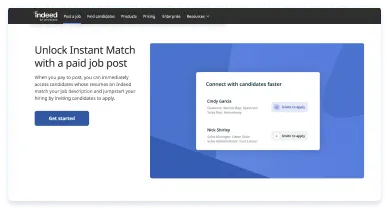 Nutzen Sie Instant Match mit Premium-Stellenanzeigen. Mit einer kostenpflichtigen Stellenanzeige erhalten Sie auf Indeed Zugriff auf Lebensläufe, die Ihrer Stellenbeschreibung entsprechen, und können Ihr Recruiting beschleunigen, indem Sie Kandidaten zu einer Bewerbung einladen.